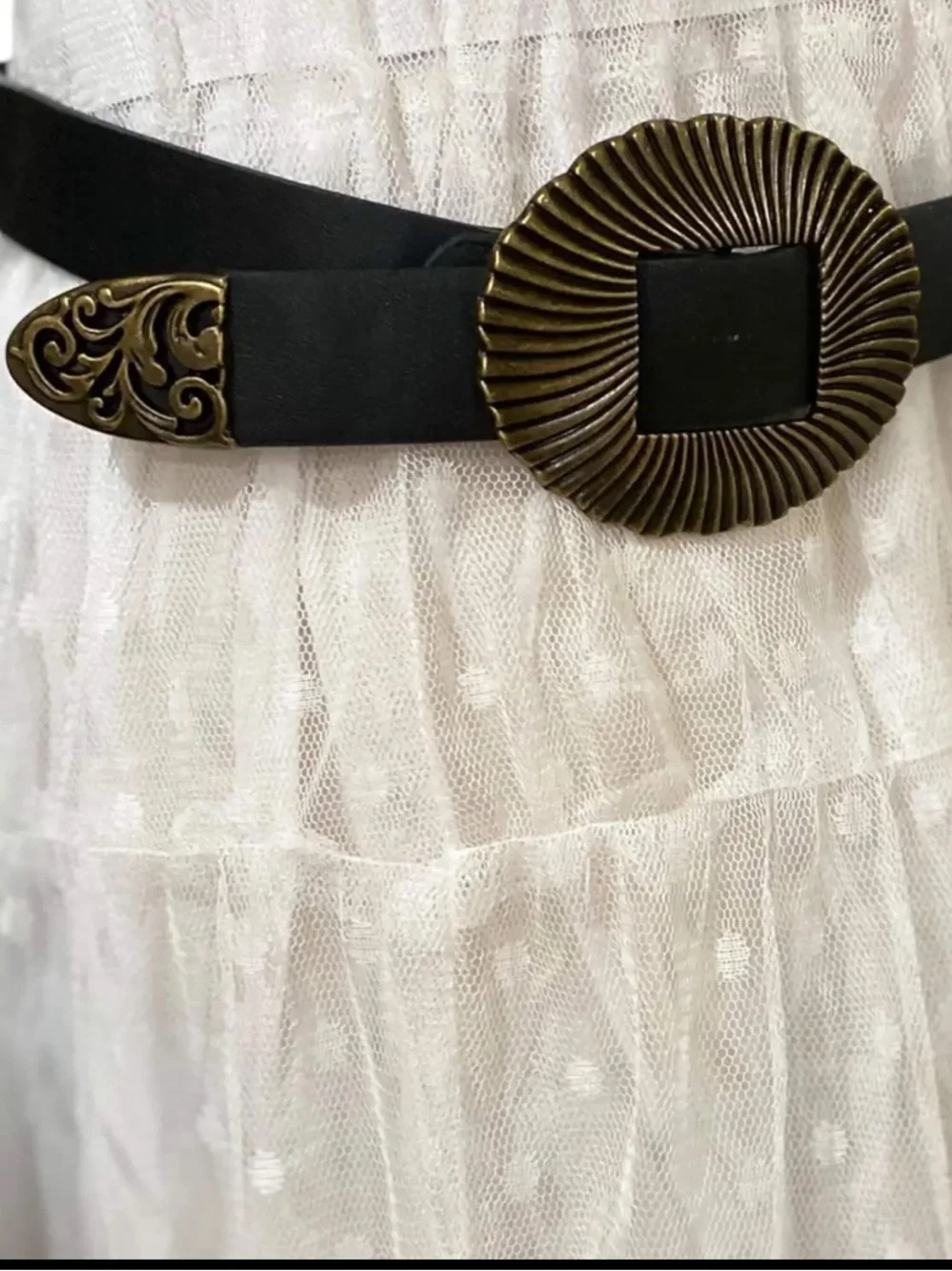 Western Textured Gold Concho Belt NWT